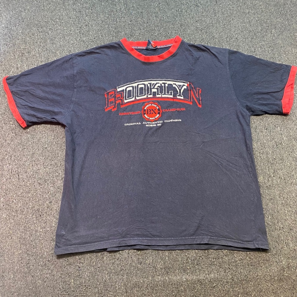 Brooklyn Xpress TShirt Sz XXXL Mens Navy Blue Red Ringer Skater Embroidered Logo
